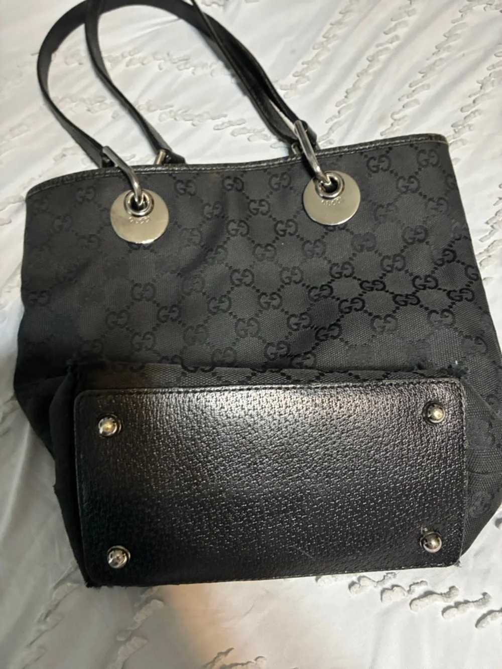 Gucci Black GG Canvas Tote with Silver Hardware - Picture 2 of 5